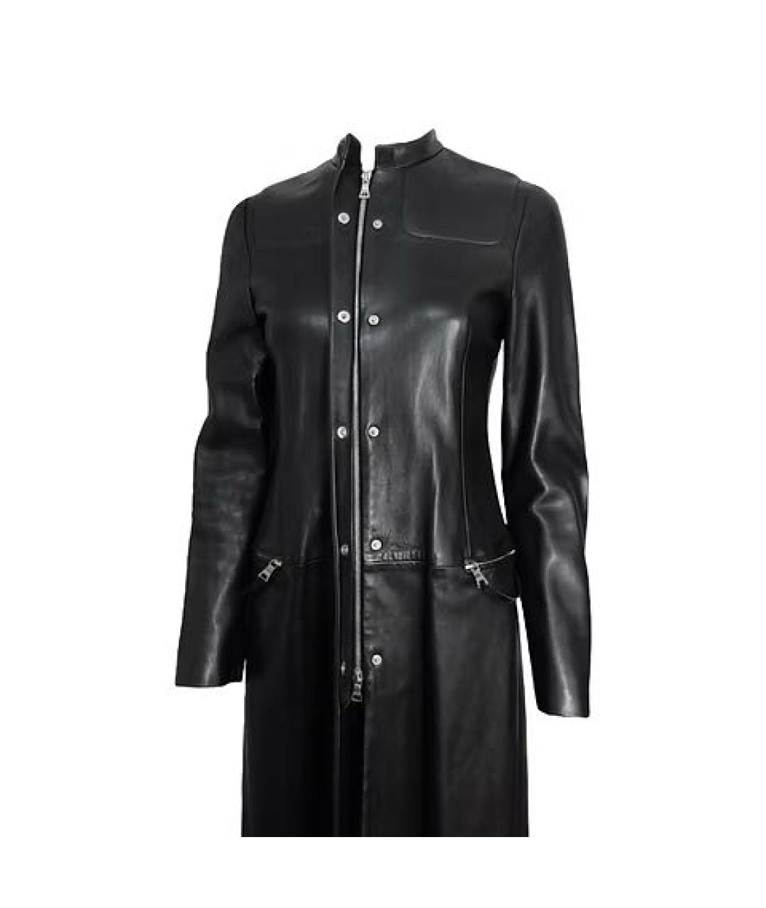 PRADA Черный кожаный тренч/плащ, фото 3