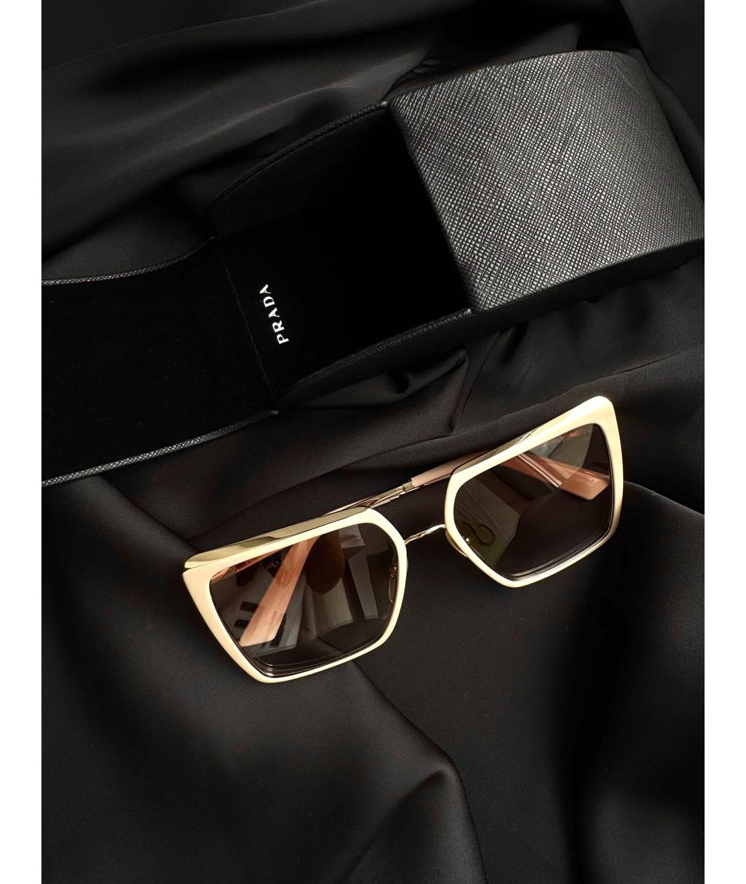 PRADA Бежевые металлические солнцезащитные очки, фото 4