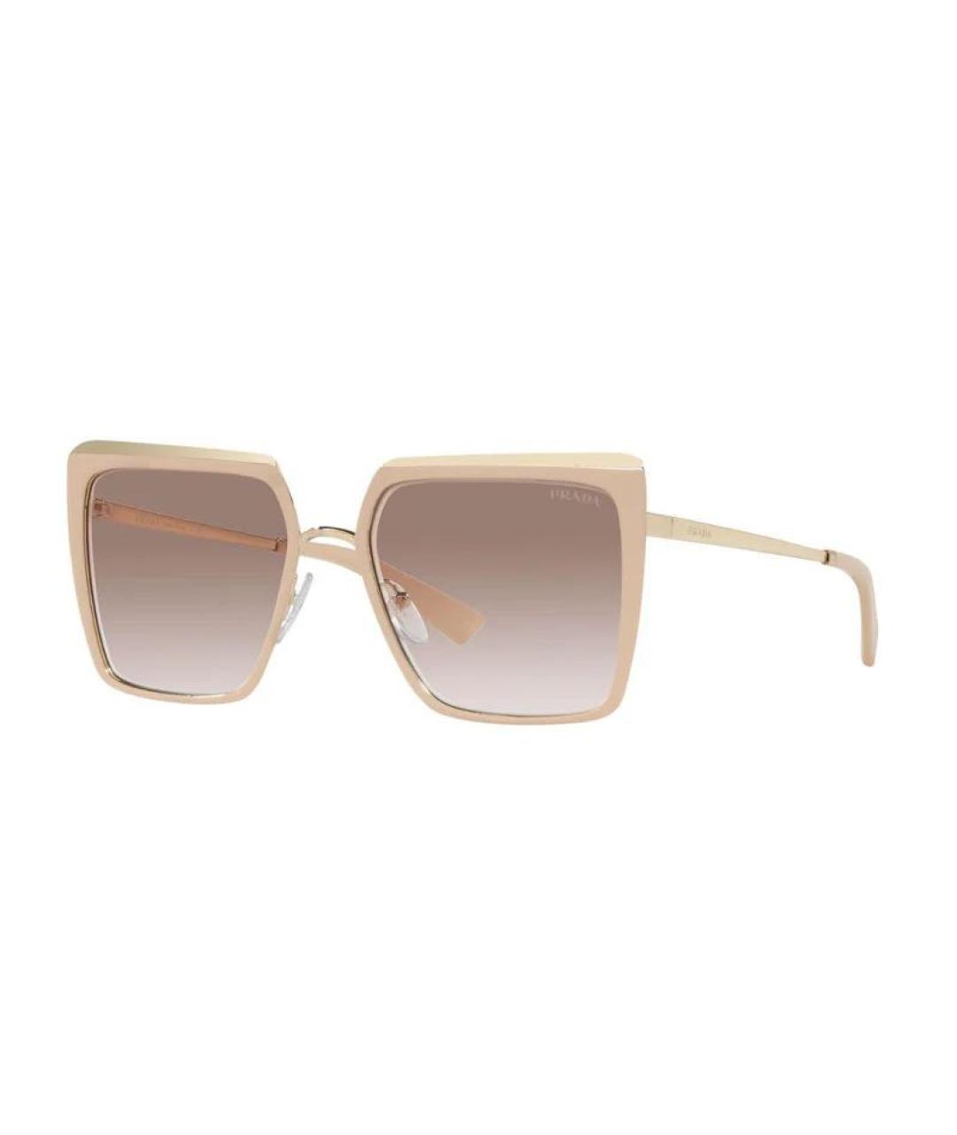 PRADA Бежевые металлические солнцезащитные очки, фото 2
