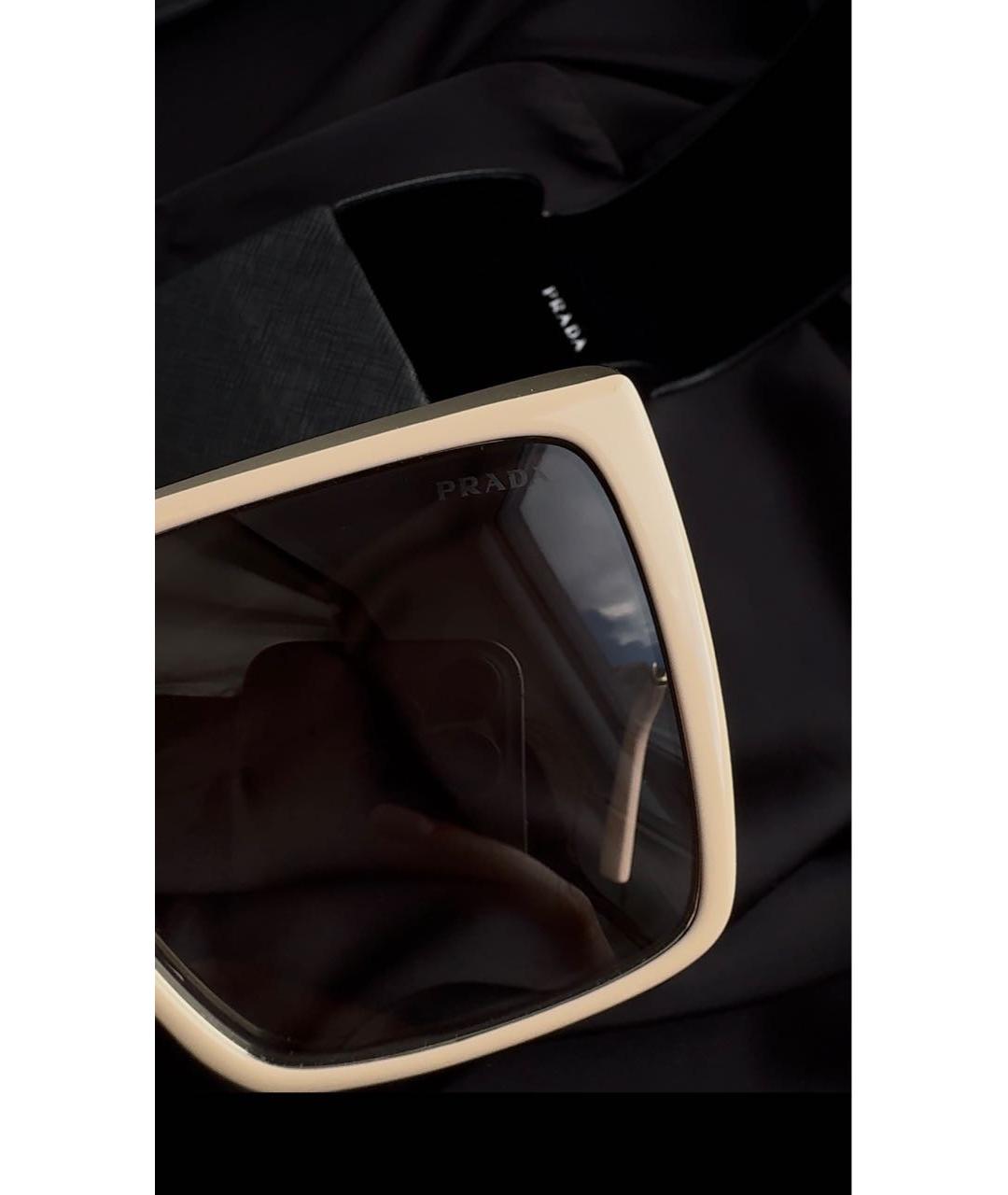 PRADA Бежевые металлические солнцезащитные очки, фото 3