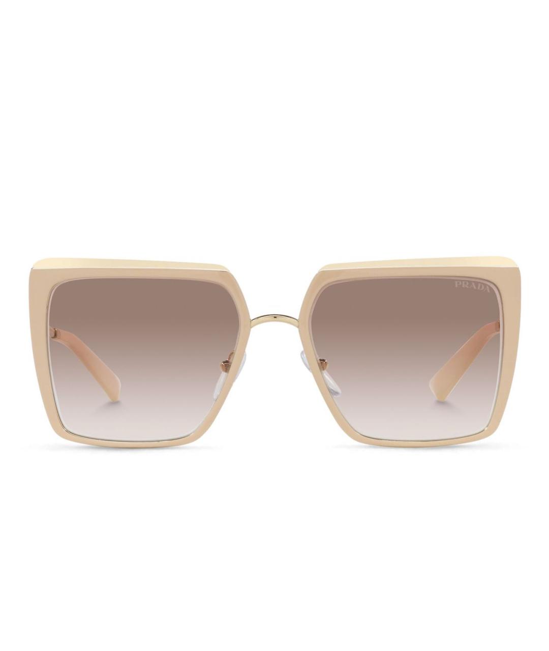 PRADA Бежевые металлические солнцезащитные очки, фото 1