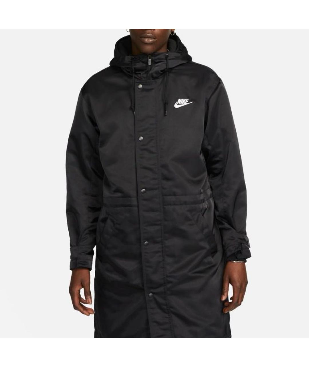 NIKE Черное полиэстеровое пальто, фото 2