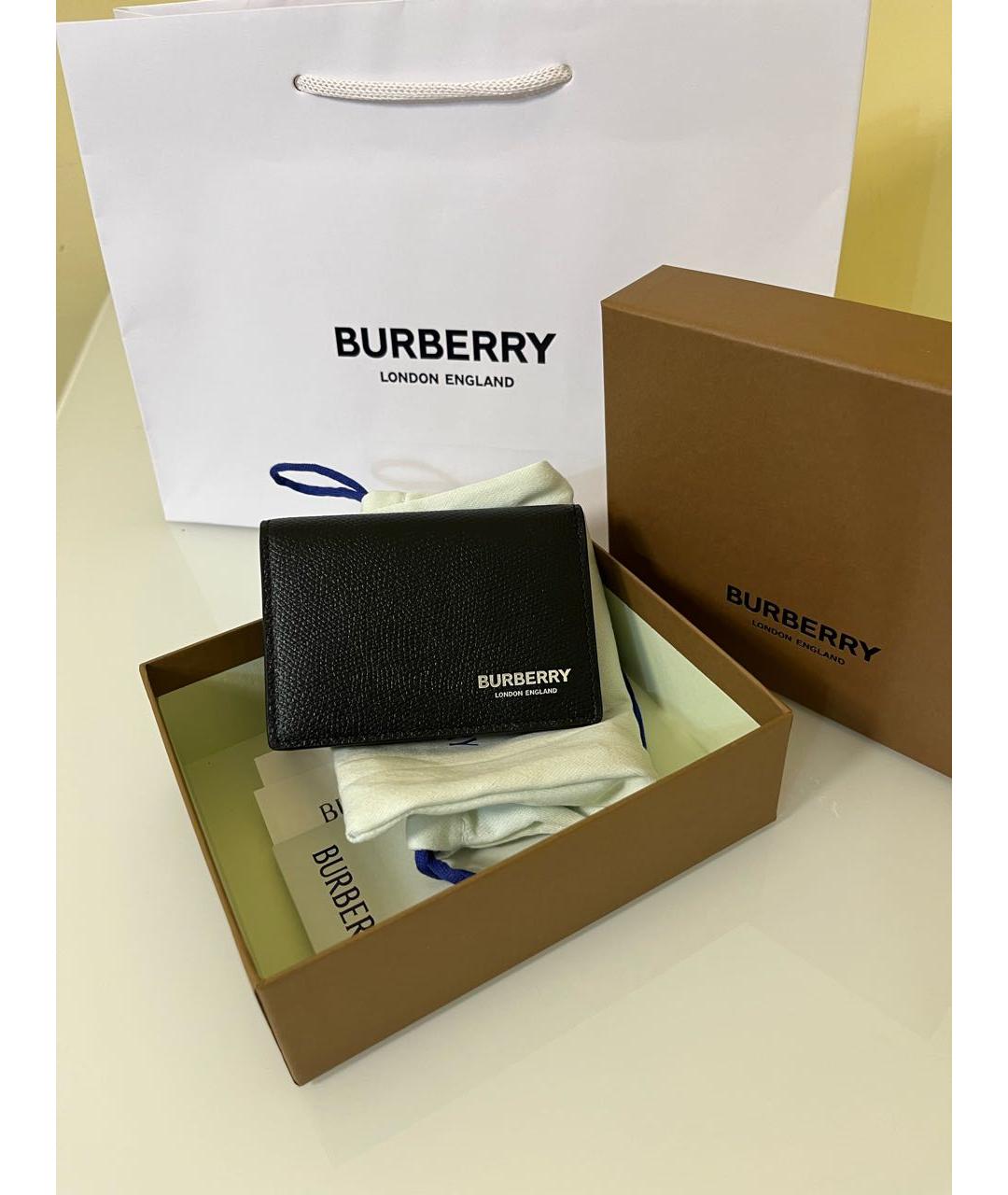 BURBERRY Черный кожаный кардхолдер, фото 6