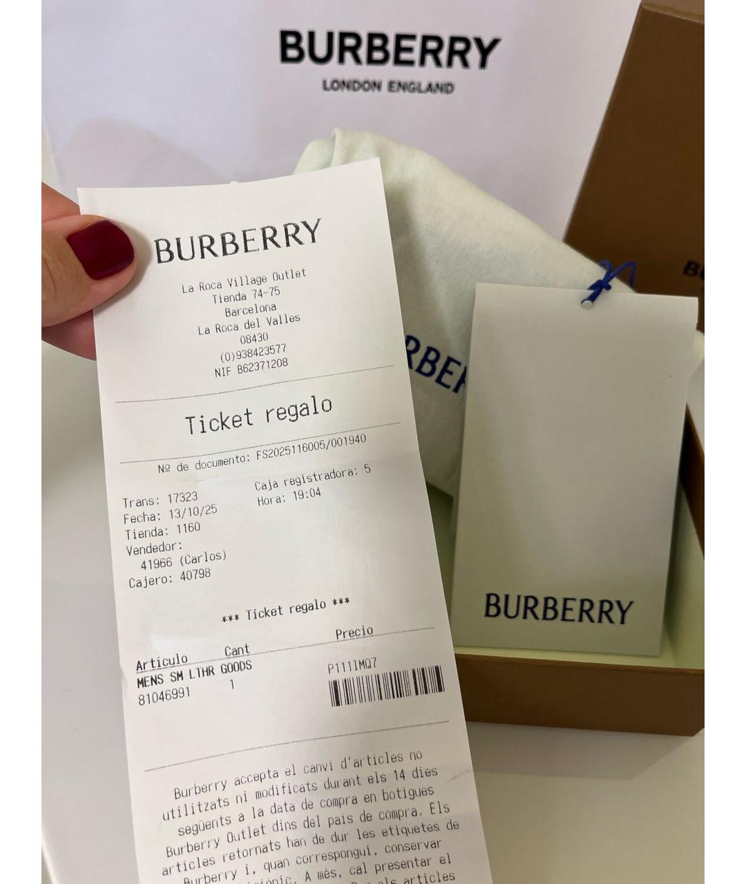BURBERRY Черный кожаный кардхолдер, фото 8