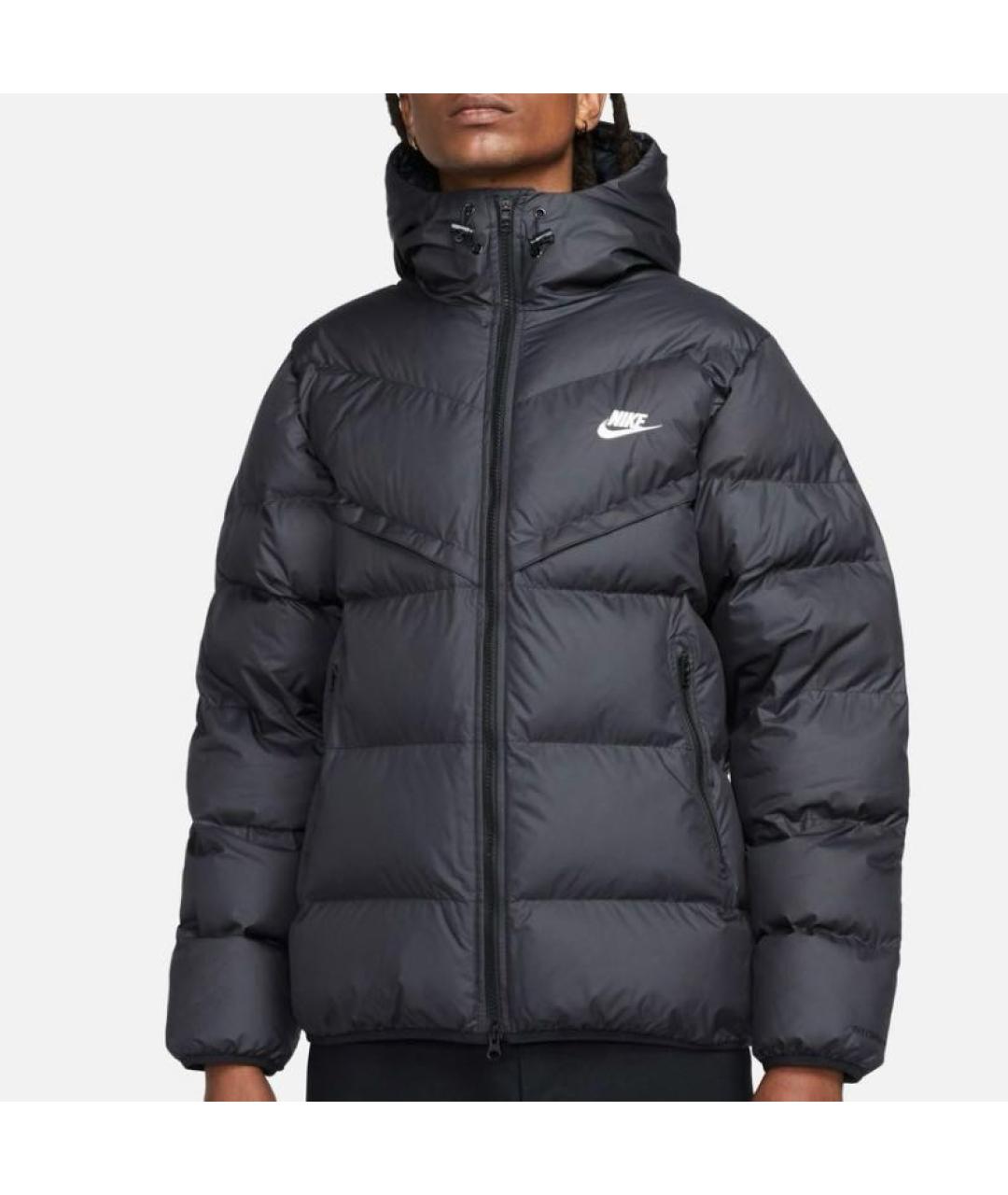 NIKE Черный полиэстеровый пуховик, фото 2
