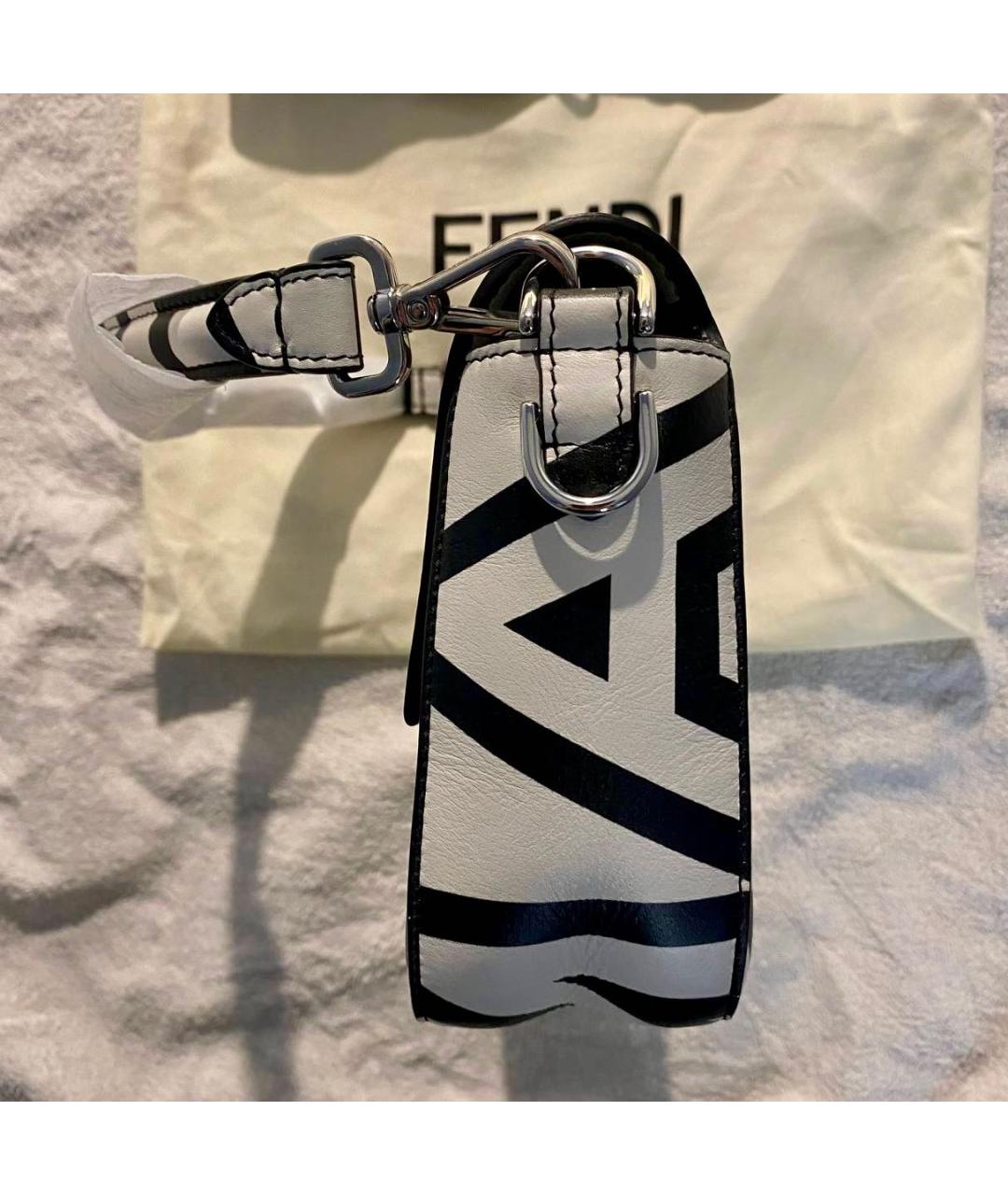 FENDI Белая кожаная сумка через плечо, фото 5