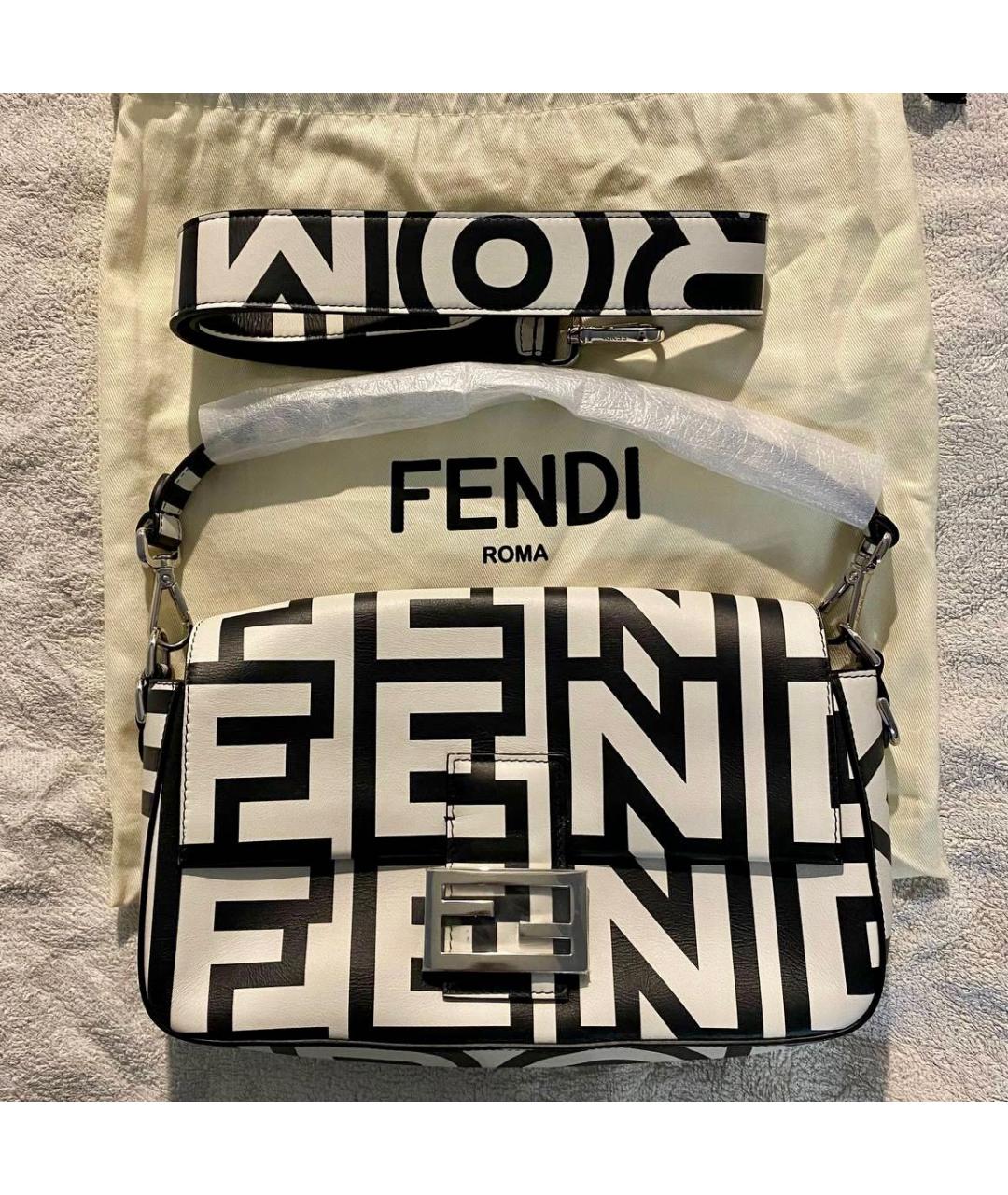 FENDI Белая кожаная сумка через плечо, фото 2