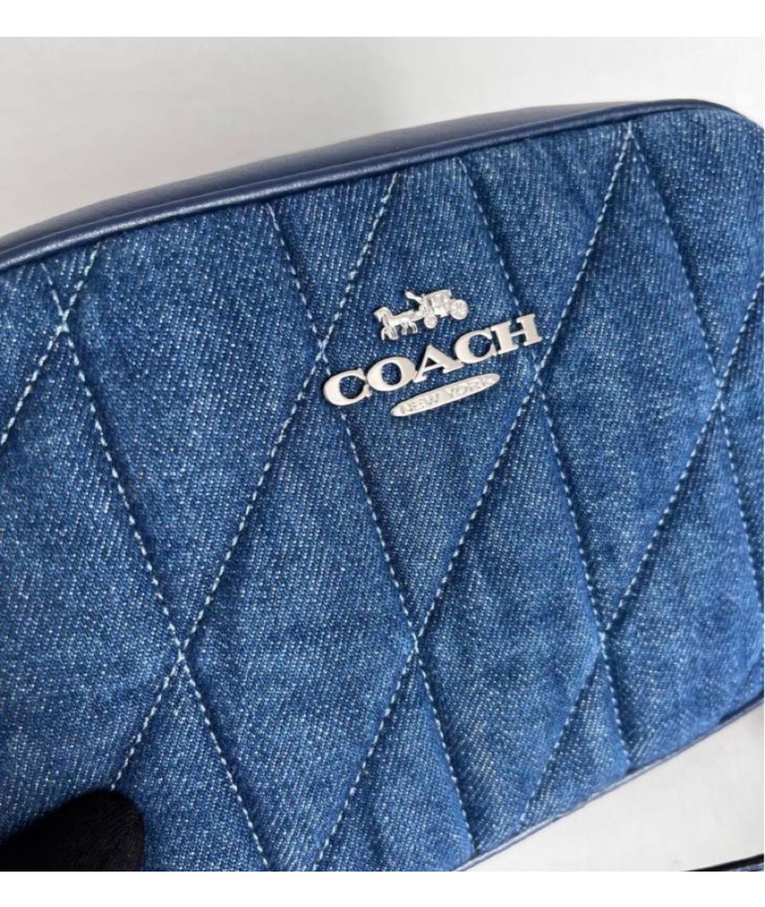 COACH Темно-синяя деним сумка через плечо, фото 5