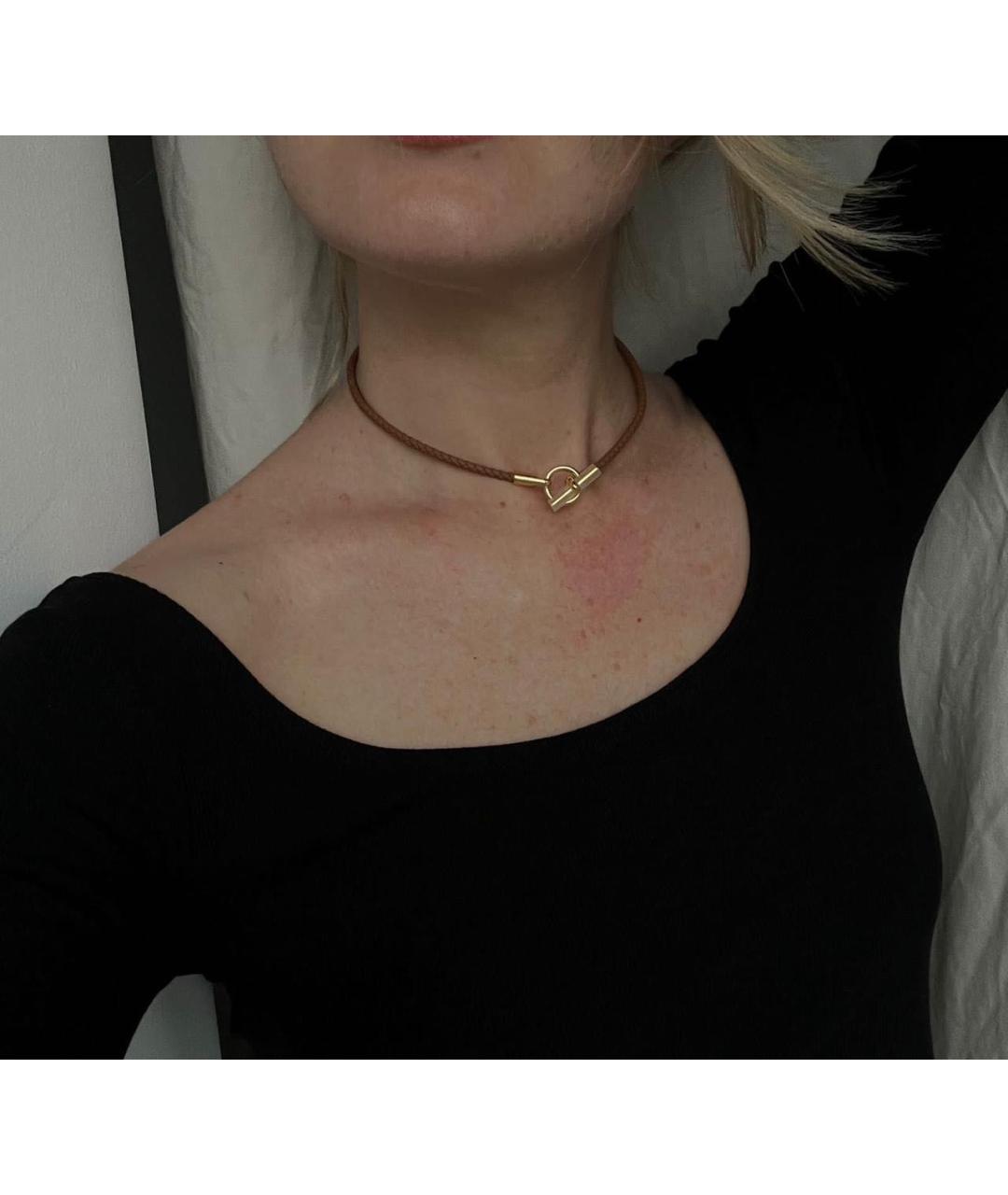 HERMES Коричневый кожаный чокер, фото 4