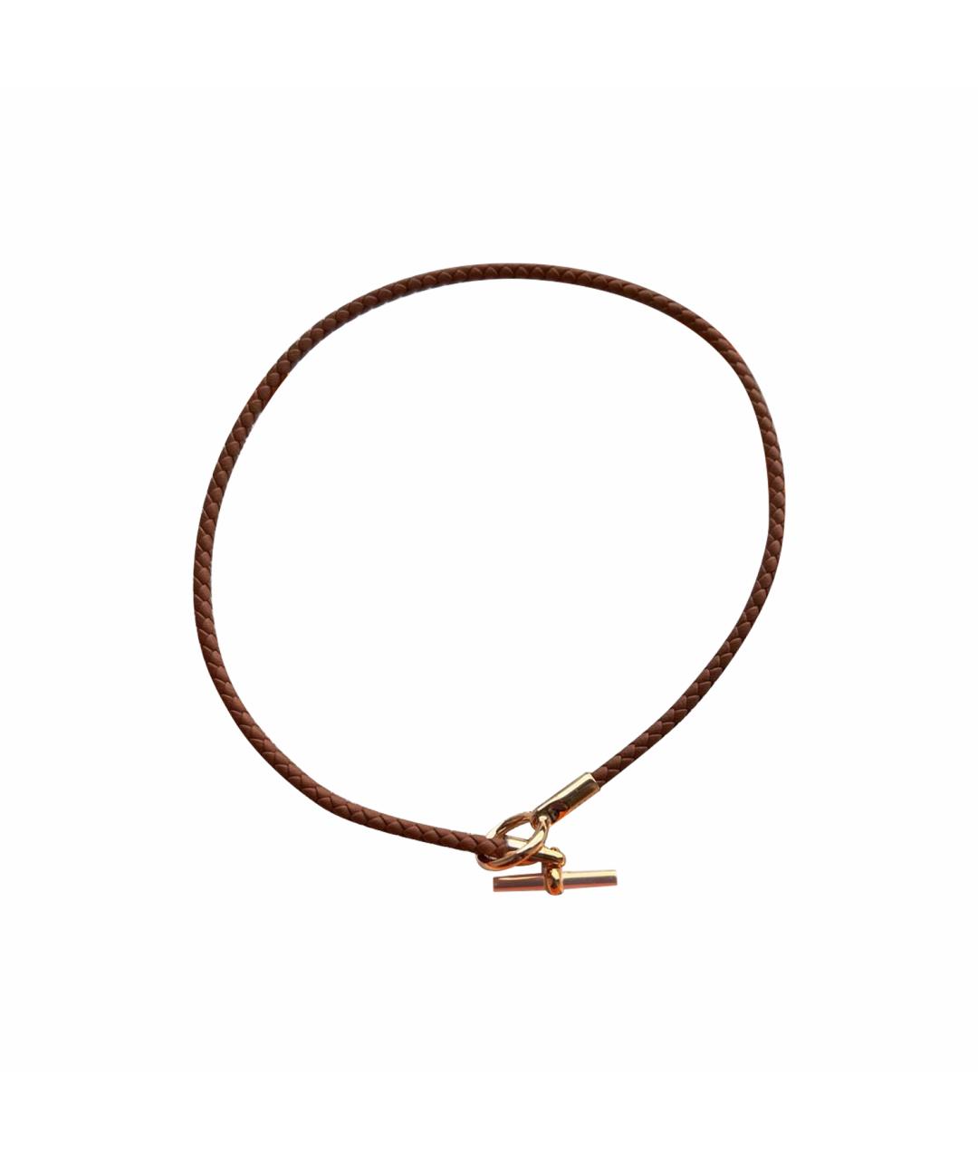 HERMES Коричневый кожаный чокер, фото 1
