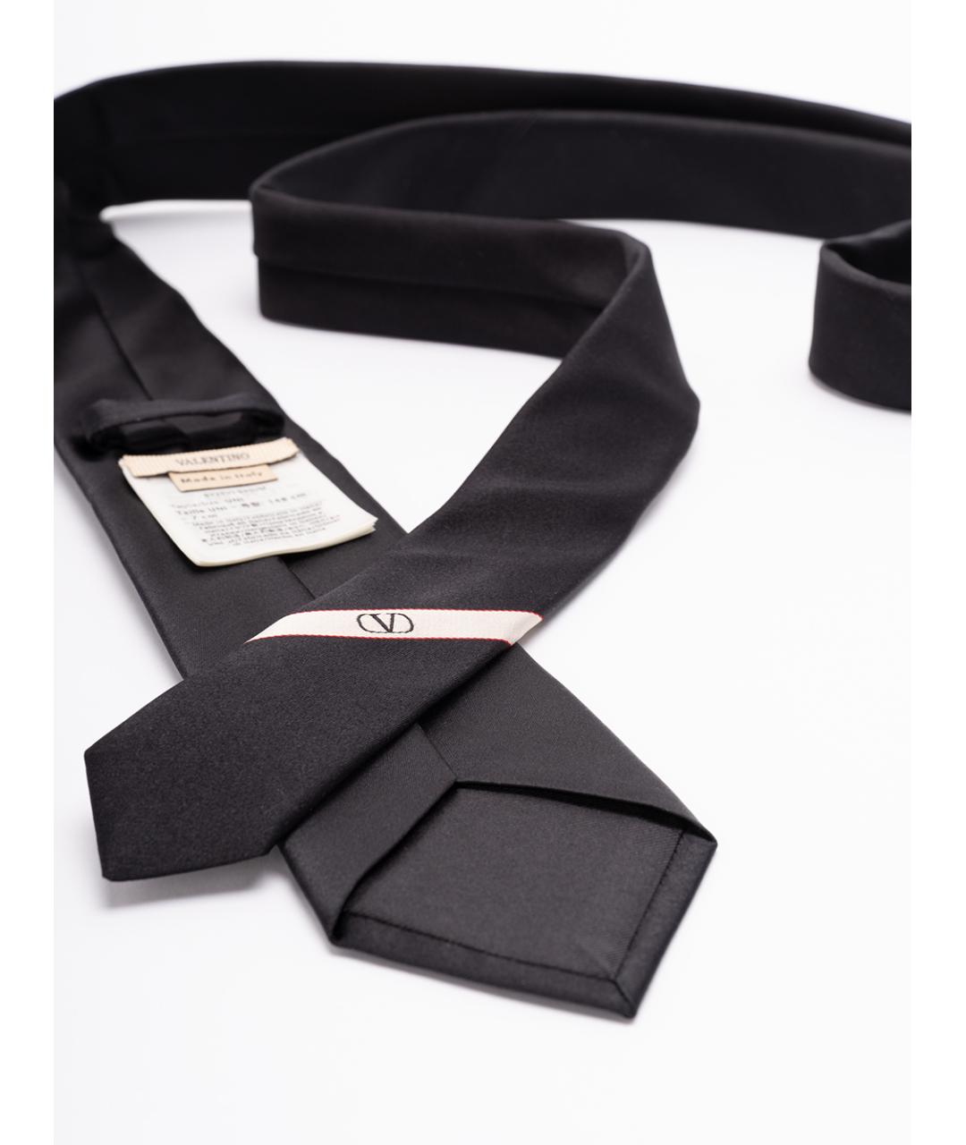 VALENTINO Черный шелковый галстук, фото 3