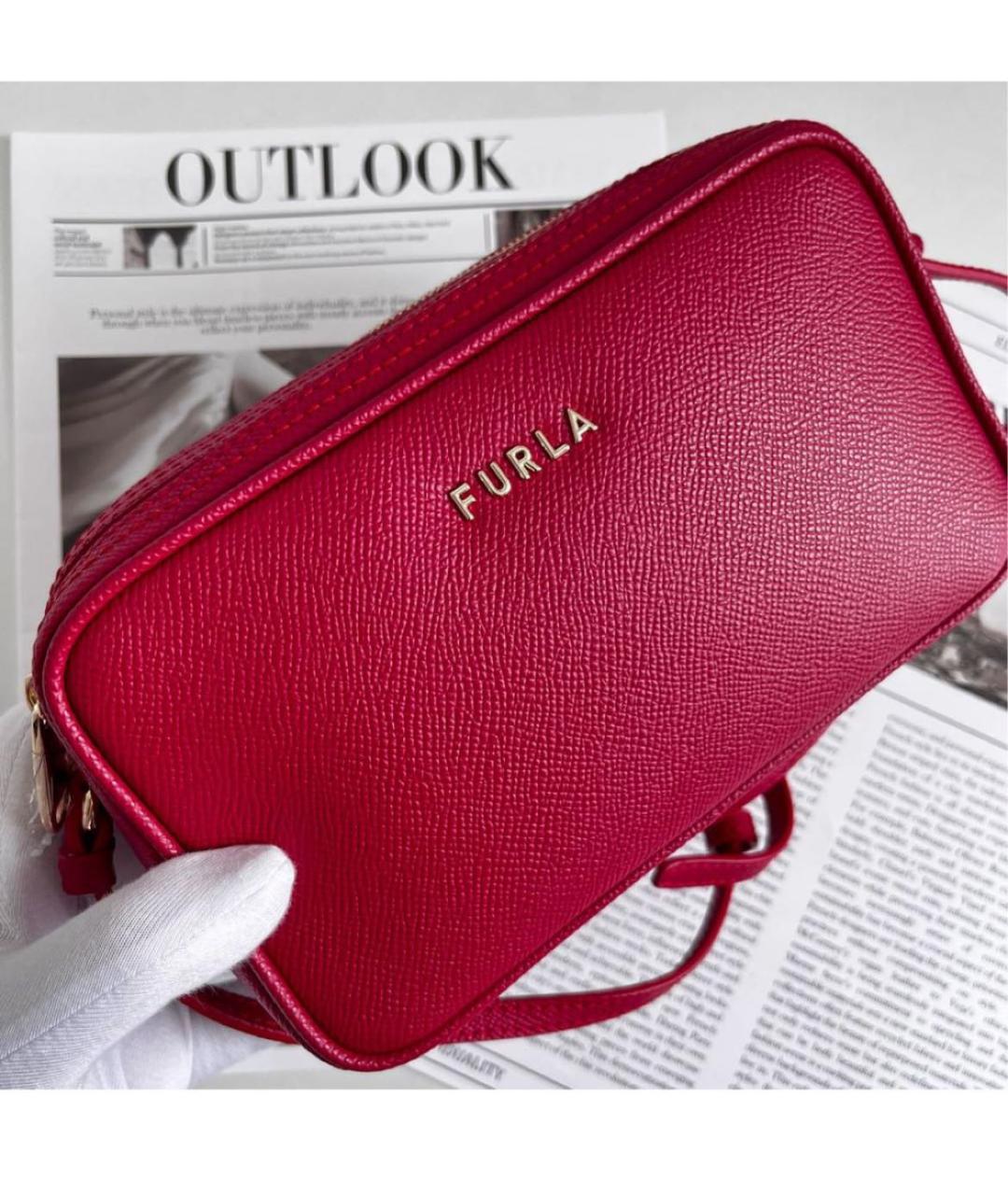 FURLA Красная кожаная сумка через плечо, фото 7