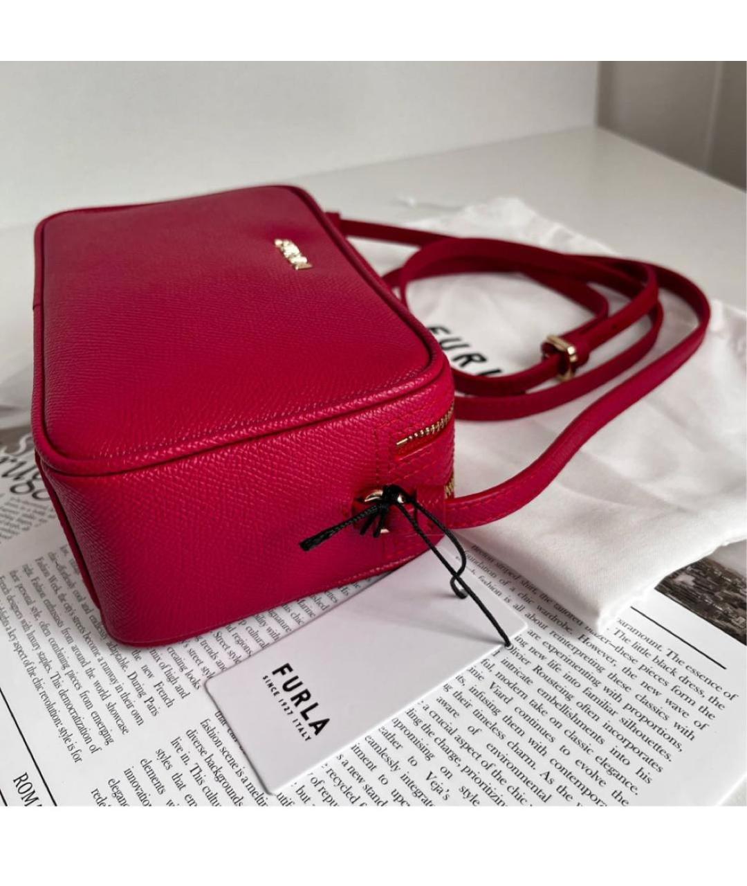 FURLA Красная кожаная сумка через плечо, фото 5