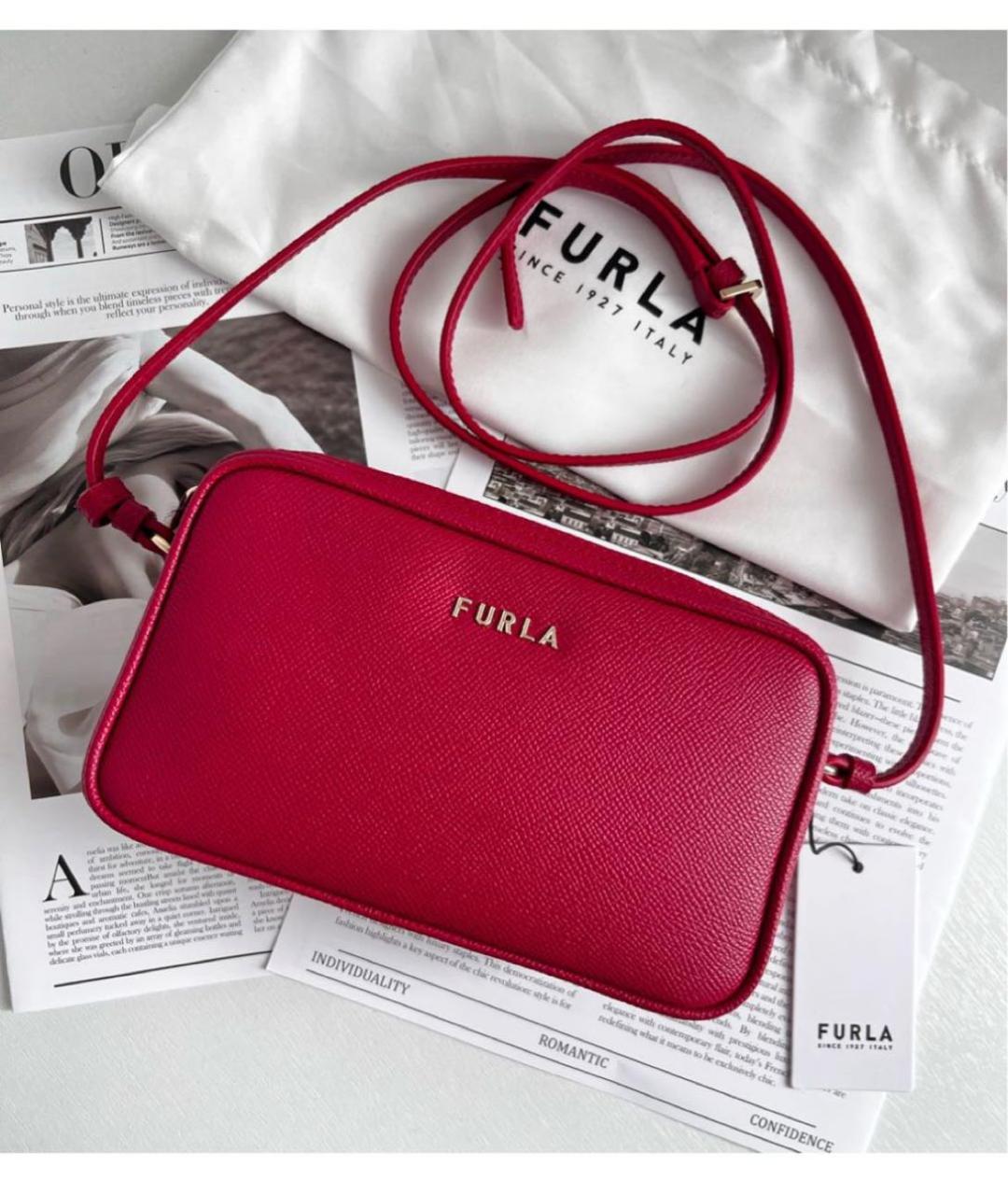 FURLA Красная кожаная сумка через плечо, фото 2