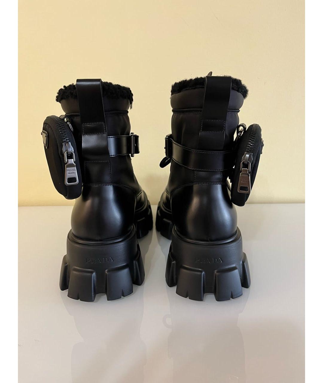 PRADA Черные кожаные высокие ботинки, фото 4