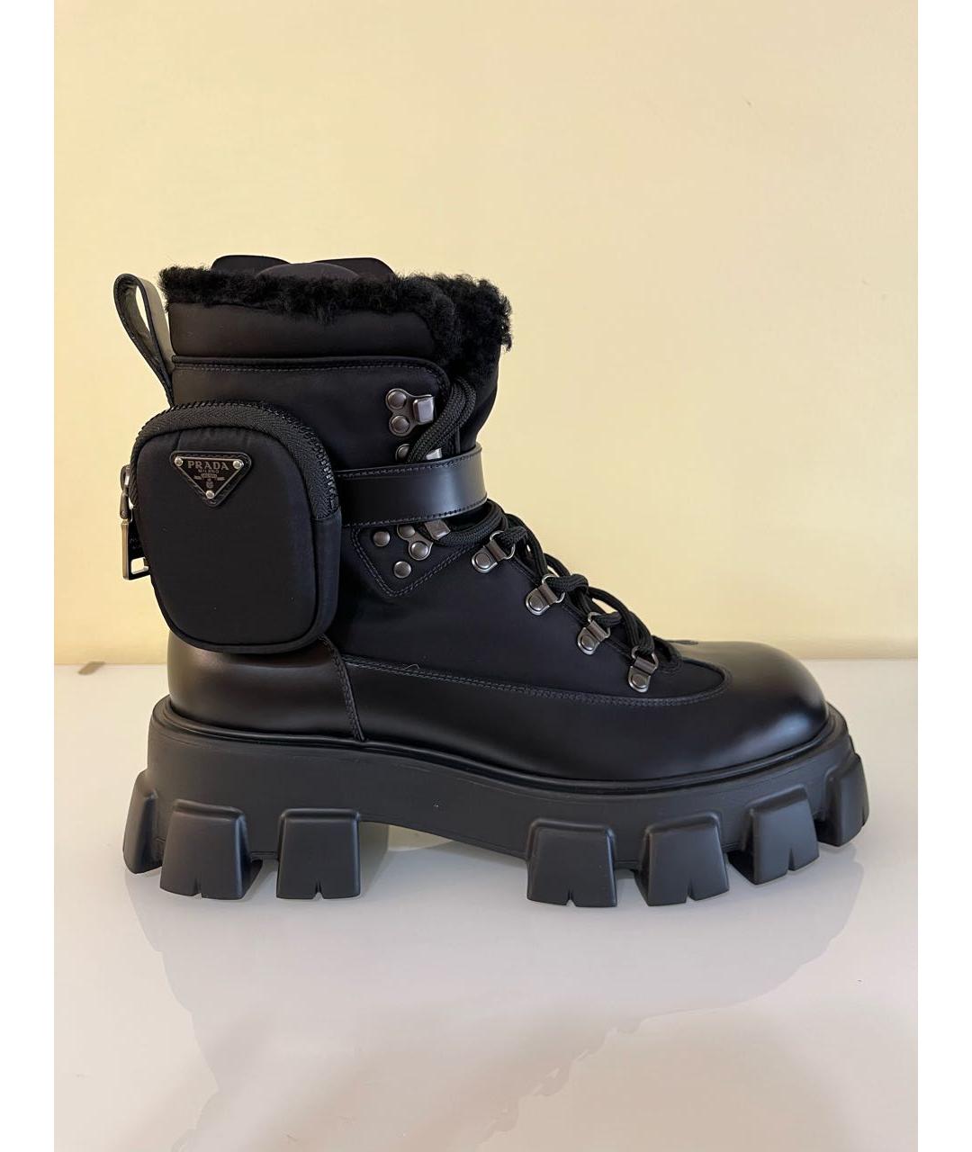 PRADA Черные кожаные высокие ботинки, фото 9