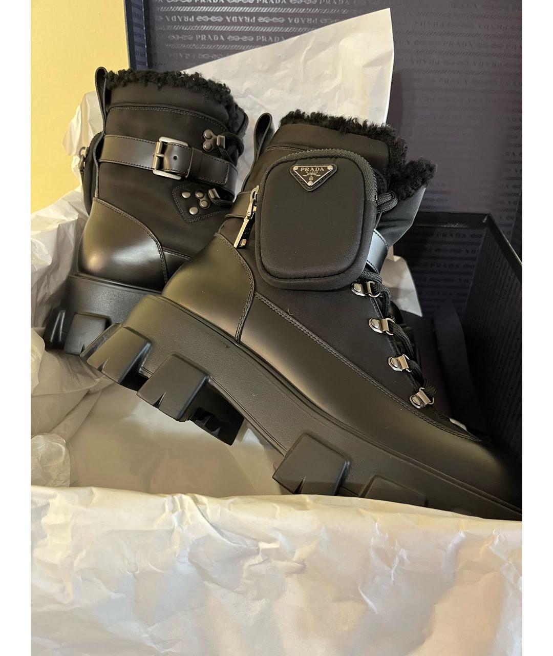 PRADA Черные кожаные высокие ботинки, фото 5
