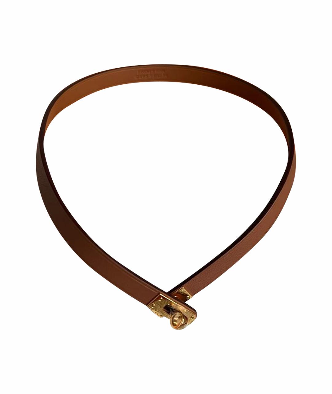HERMES Коричневый кожаный чокер, фото 1