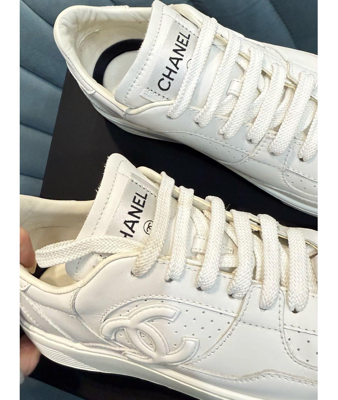 CHANEL Белые кожаные кроссовки, фото 7