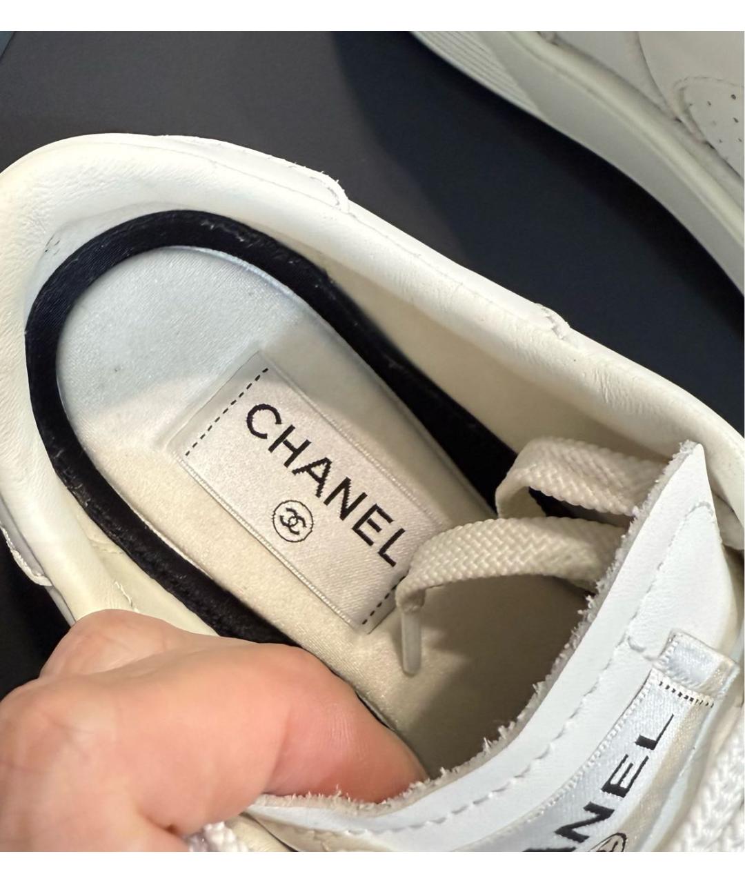 CHANEL Белые кожаные кроссовки, фото 8