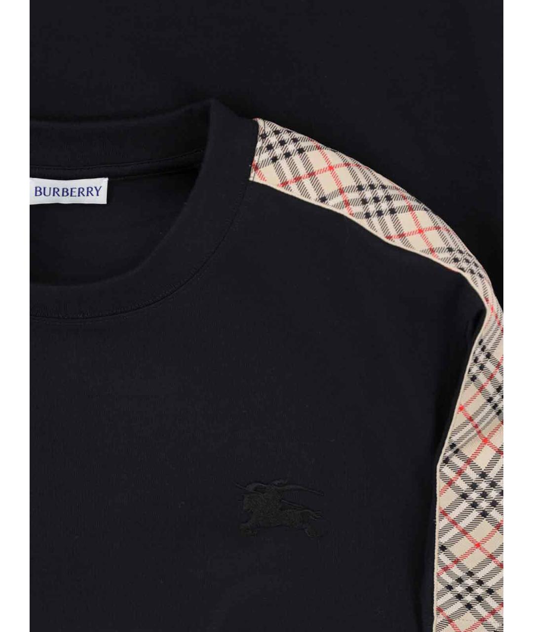 BURBERRY Черная хлопковая футболка, фото 3