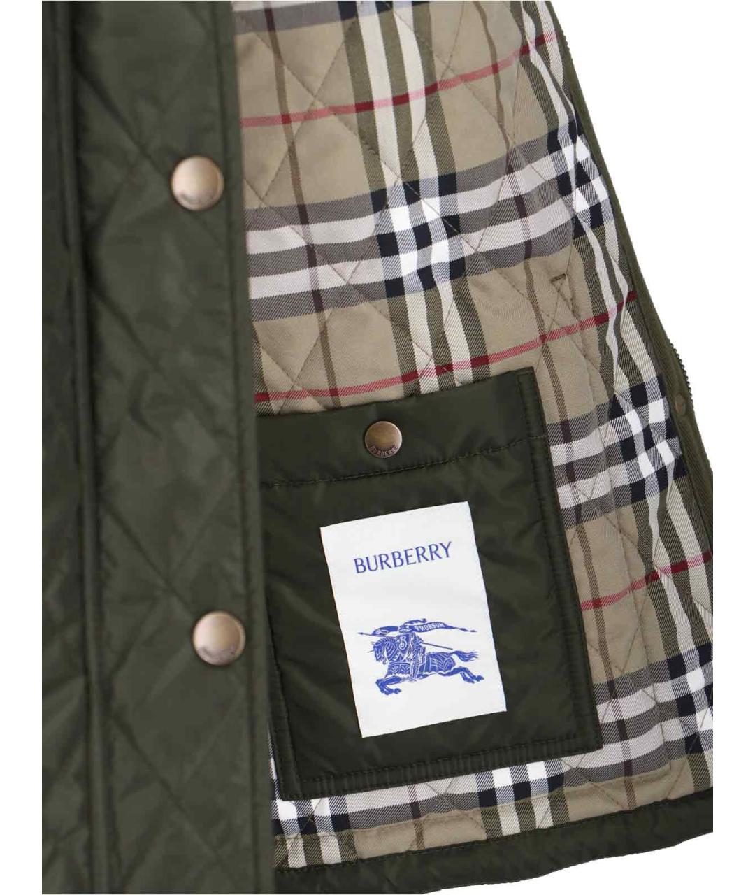 BURBERRY Зеленая полиамидовая куртка, фото 5