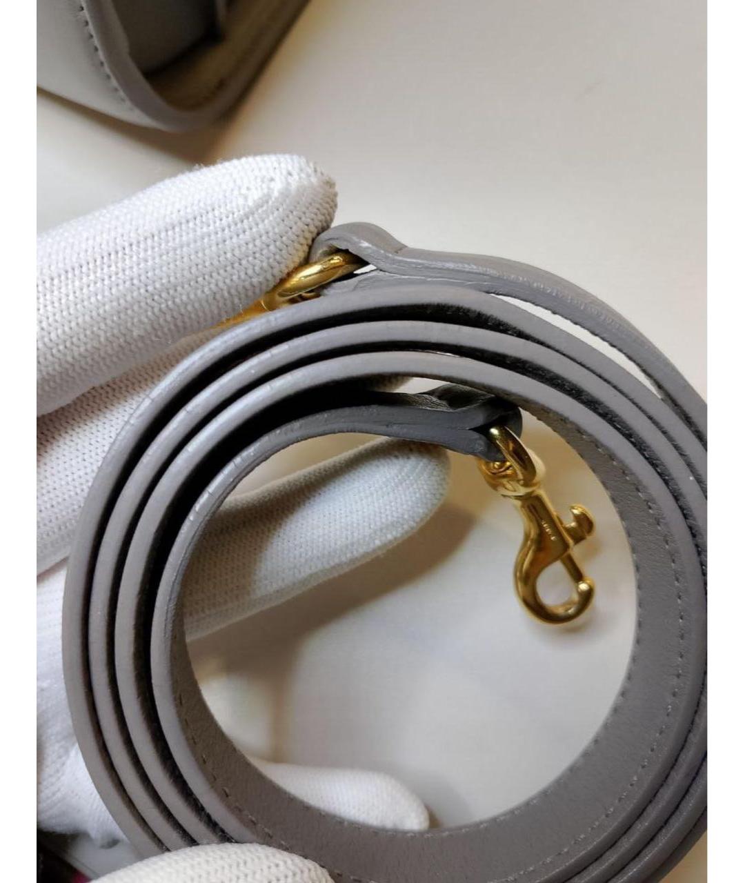 SAINT LAURENT Серая кожаная сумка с короткими ручками, фото 6