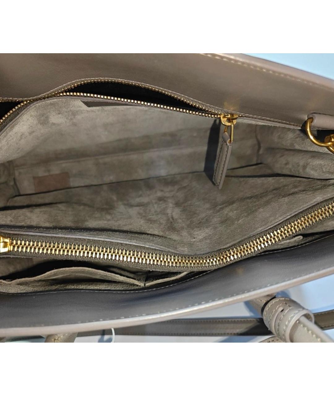 SAINT LAURENT Серая кожаная сумка с короткими ручками, фото 3