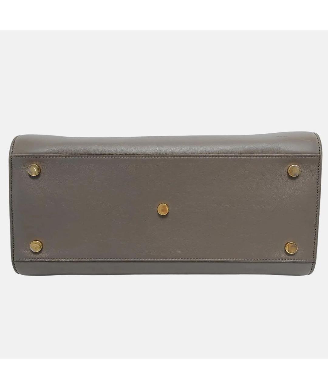 SAINT LAURENT Серая кожаная сумка с короткими ручками, фото 4