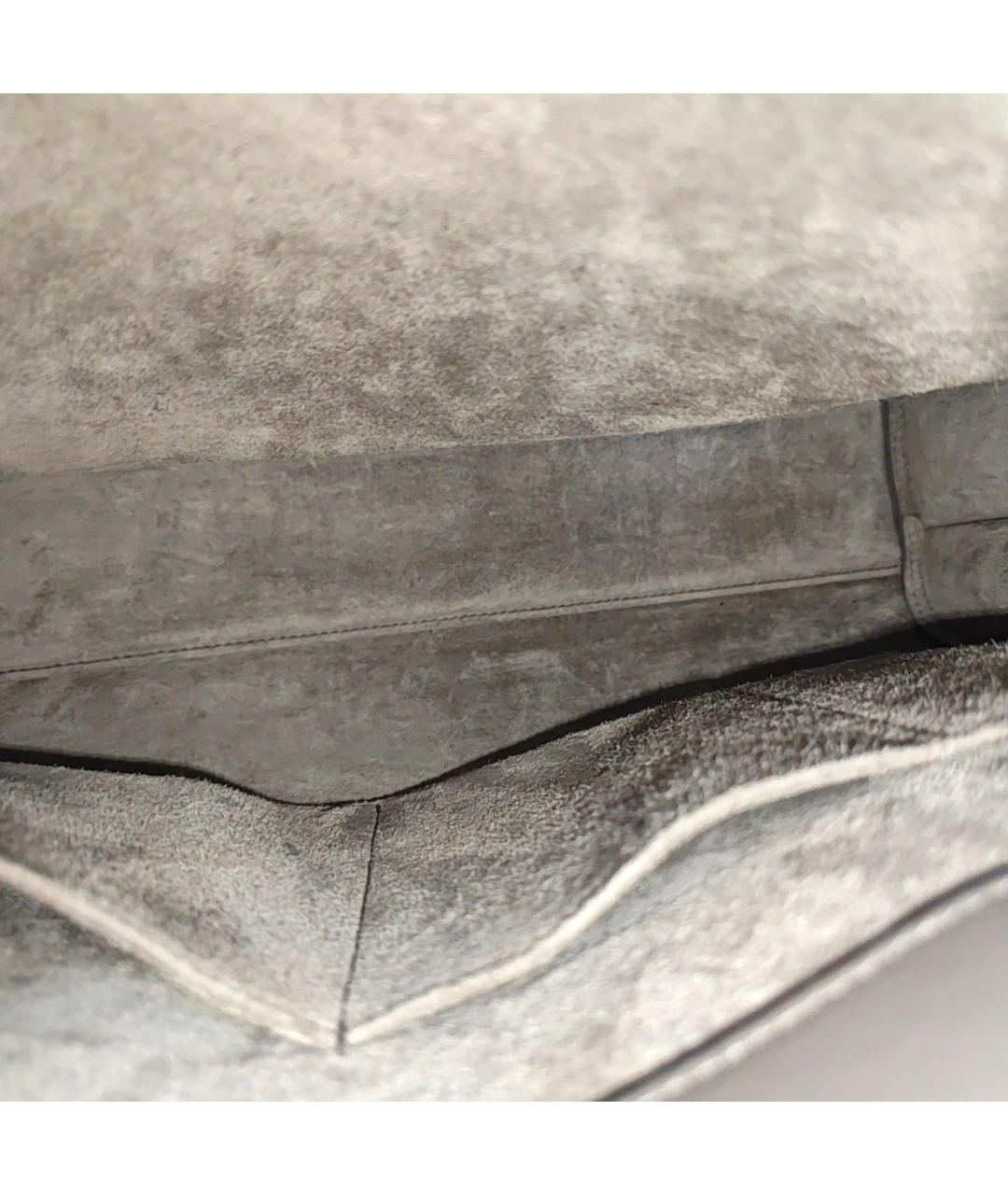 SAINT LAURENT Серая кожаная сумка с короткими ручками, фото 5