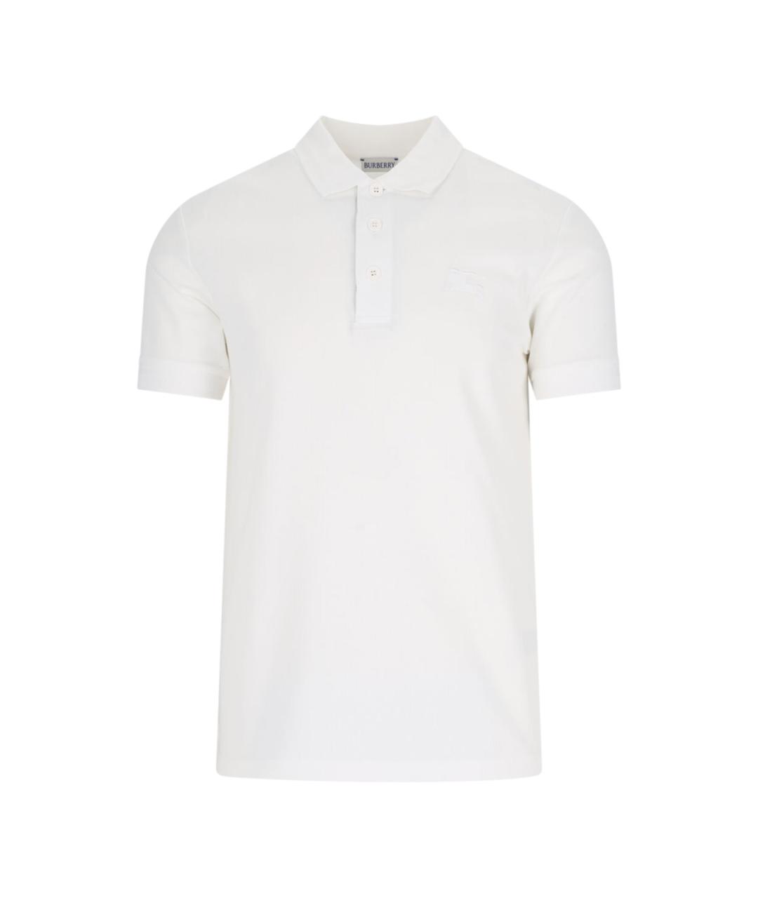 BURBERRY Белое хлопковое поло с коротким рукавом, фото 1