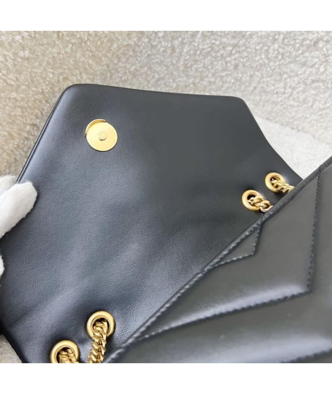 SAINT LAURENT Черная кожаная сумка через плечо, фото 4