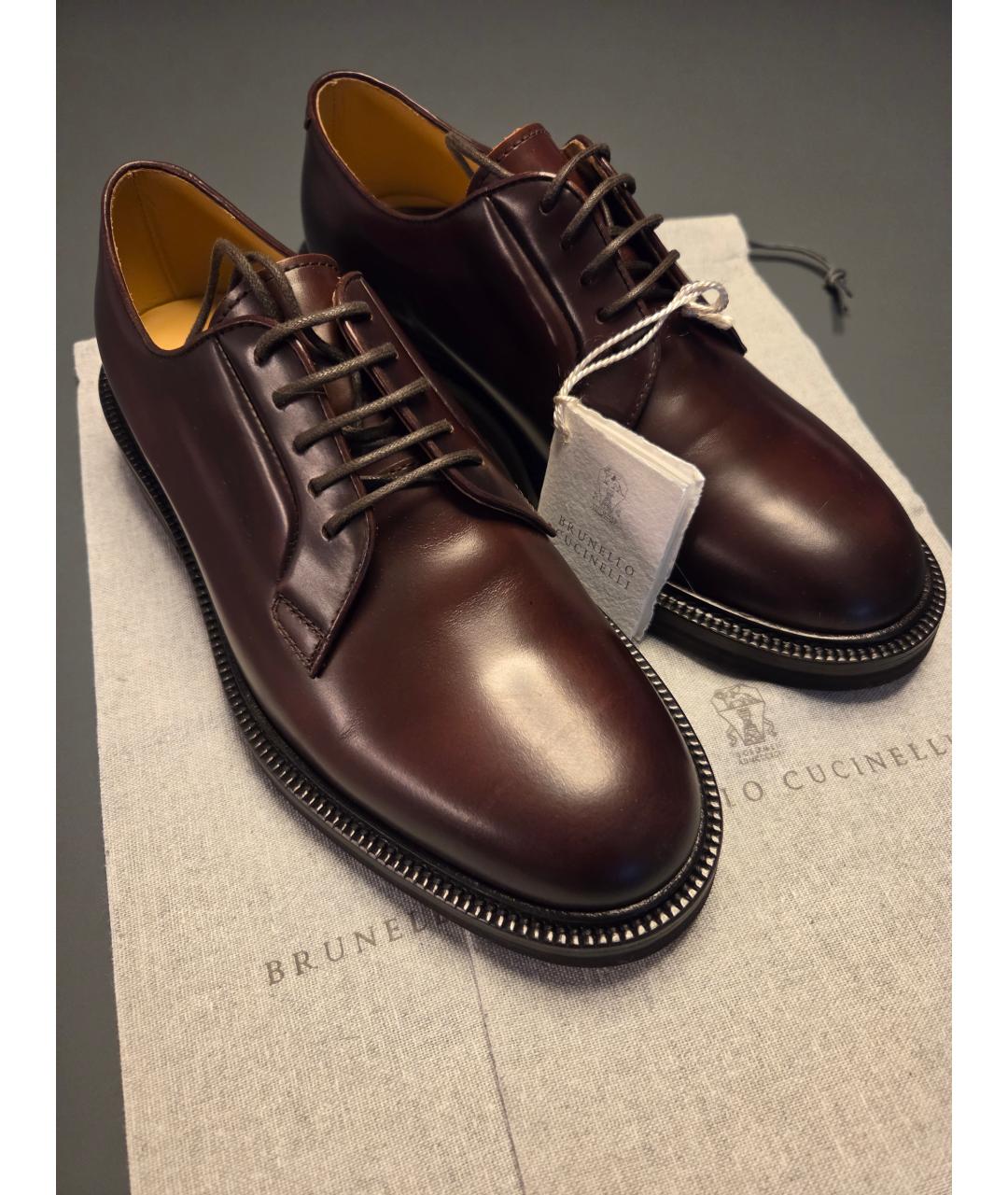 BRUNELLO CUCINELLI Коричневые кожаные туфли, фото 5