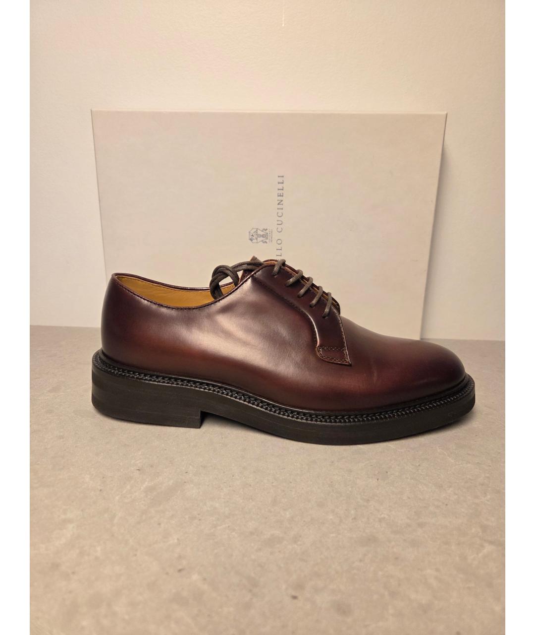 BRUNELLO CUCINELLI Коричневые кожаные туфли, фото 7