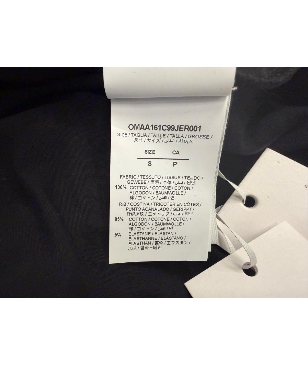 OFF-WHITE Черная хлопко-эластановая футболка, фото 6