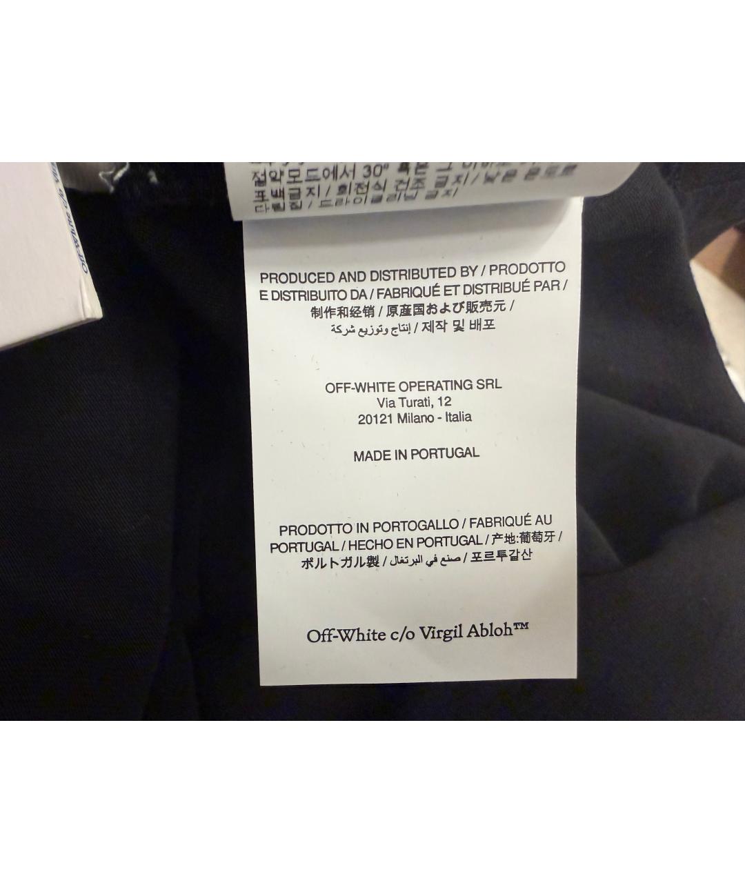 OFF-WHITE Черная хлопко-эластановая футболка, фото 7