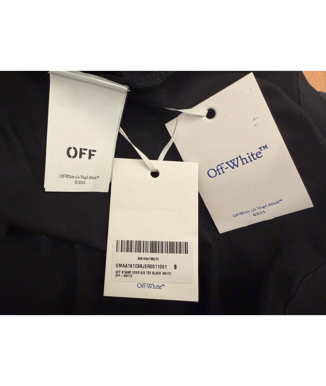 OFF-WHITE Черная хлопко-эластановая футболка, фото 5