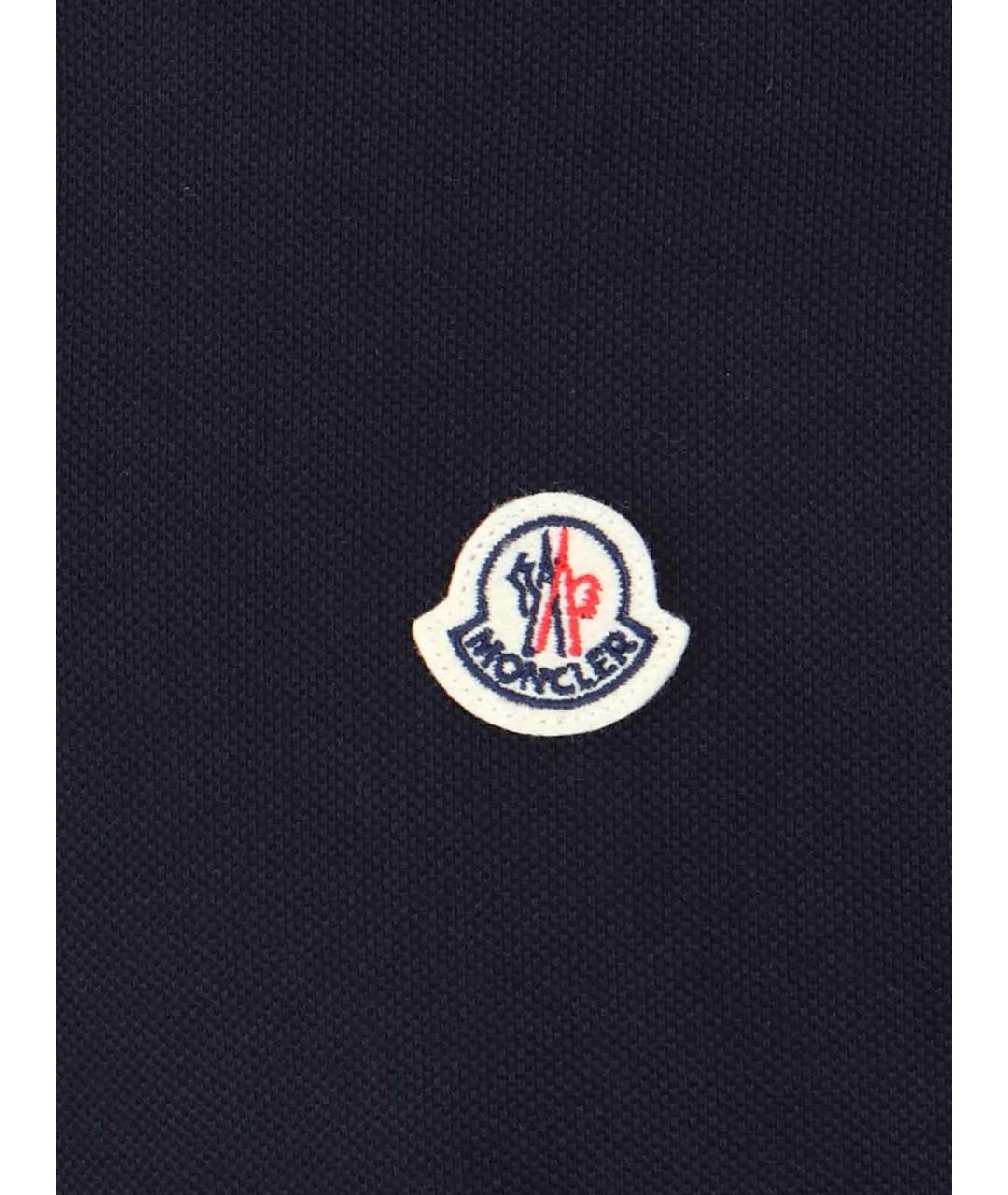 MONCLER Синее хлопковое поло с коротким рукавом, фото 3