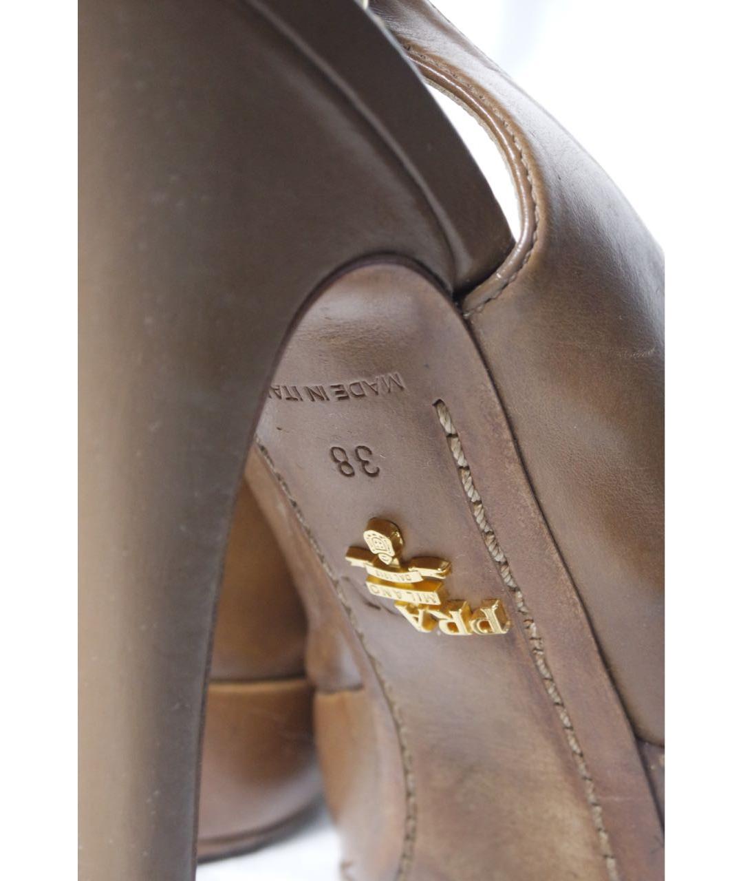 PRADA Коричневые кожаные босоножки, фото 6