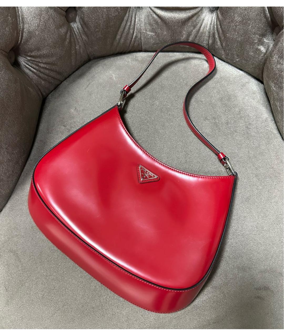 PRADA Красная кожаная сумка с короткими ручками, фото 9