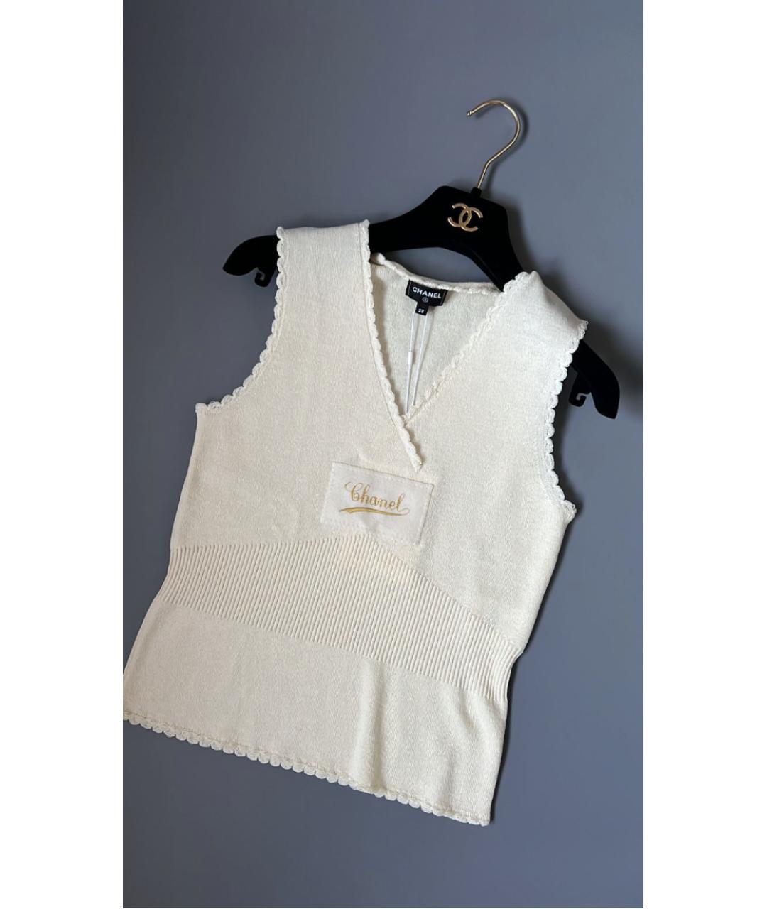 CHANEL Белая шерстяная майка, фото 3