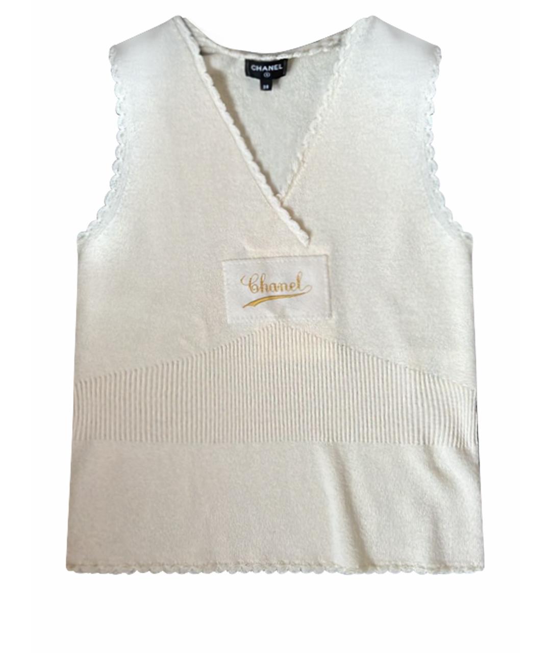 CHANEL Белая шерстяная майка, фото 1