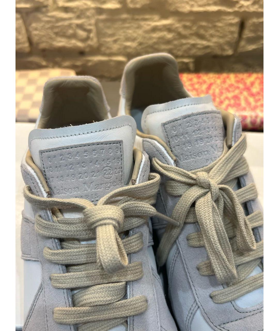 MAISON MARGIELA Бежевые кожаные низкие кроссовки / кеды, фото 4