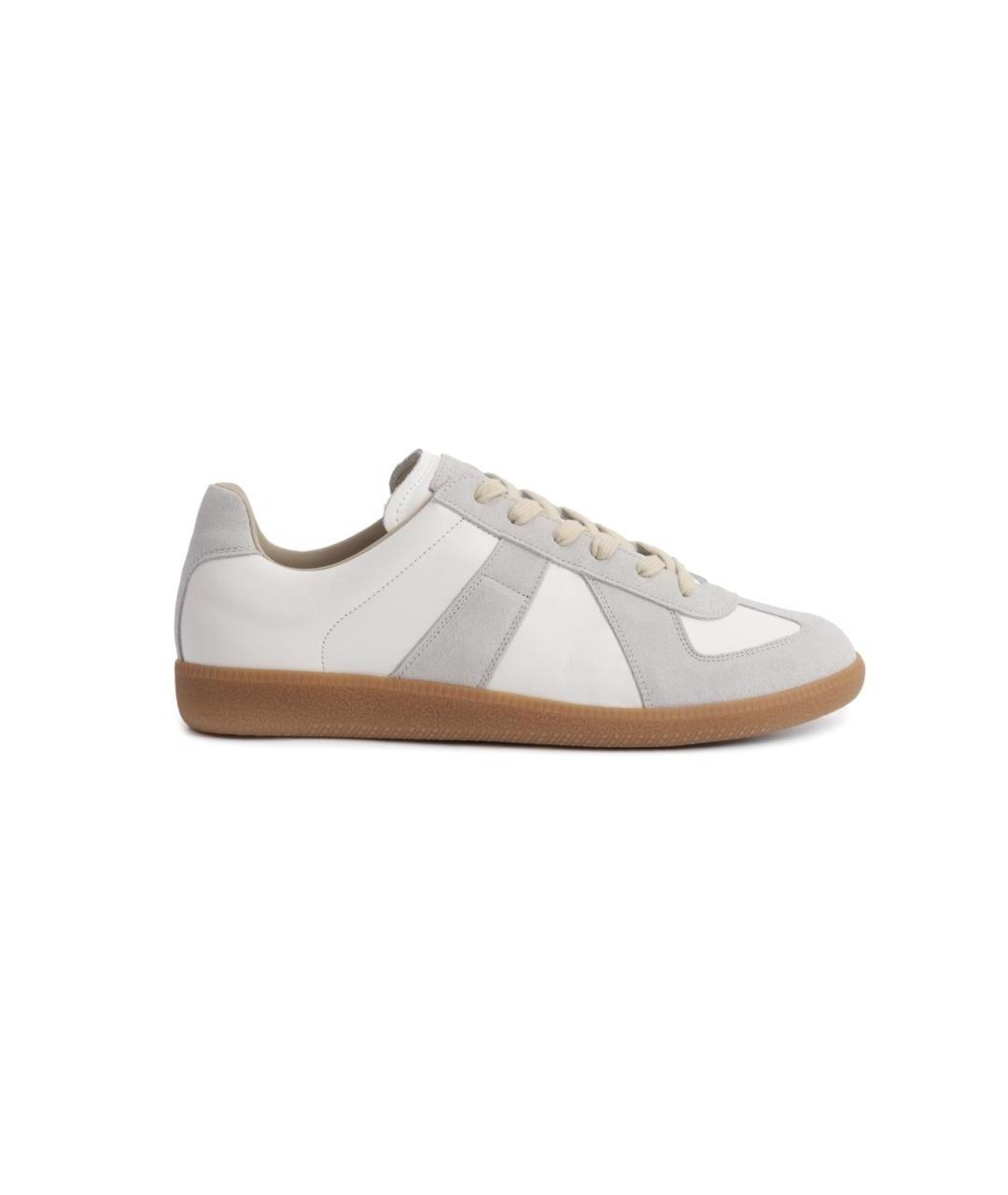 MAISON MARGIELA Бежевые кожаные низкие кроссовки / кеды, фото 1