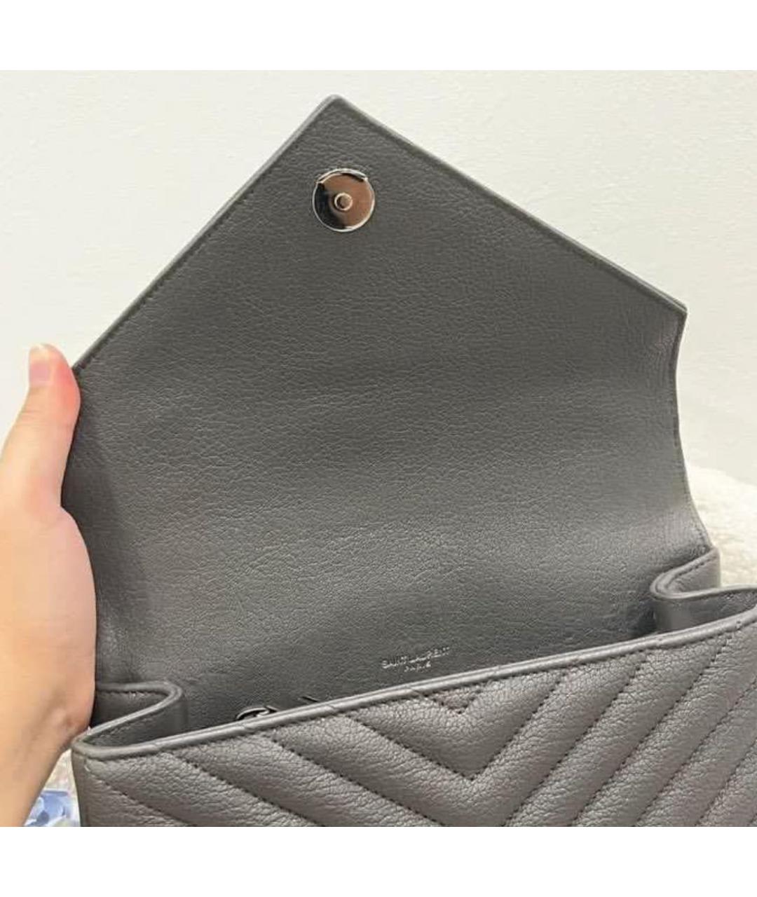SAINT LAURENT Черная кожаная сумка через плечо, фото 4