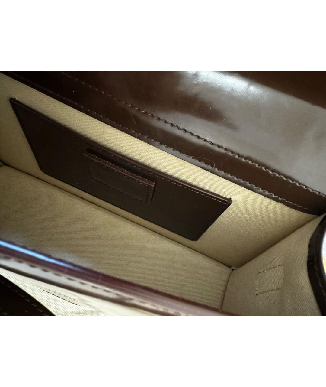 JACQUEMUS Коричневая сумка через плечо из лакированной кожи, фото 4