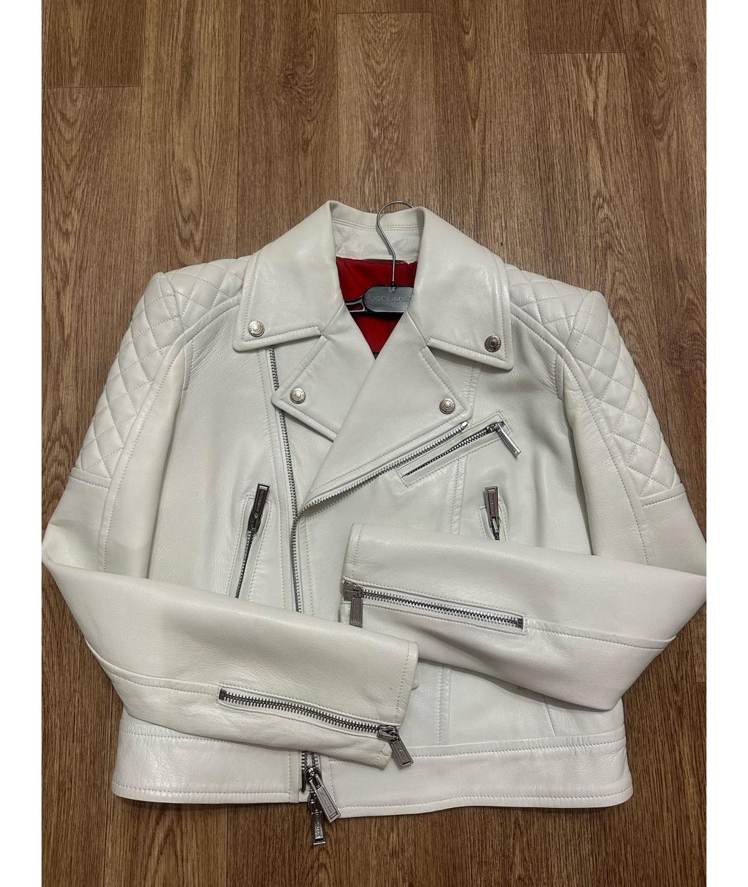 DSQUARED2 Белая кожаная куртка, фото 4