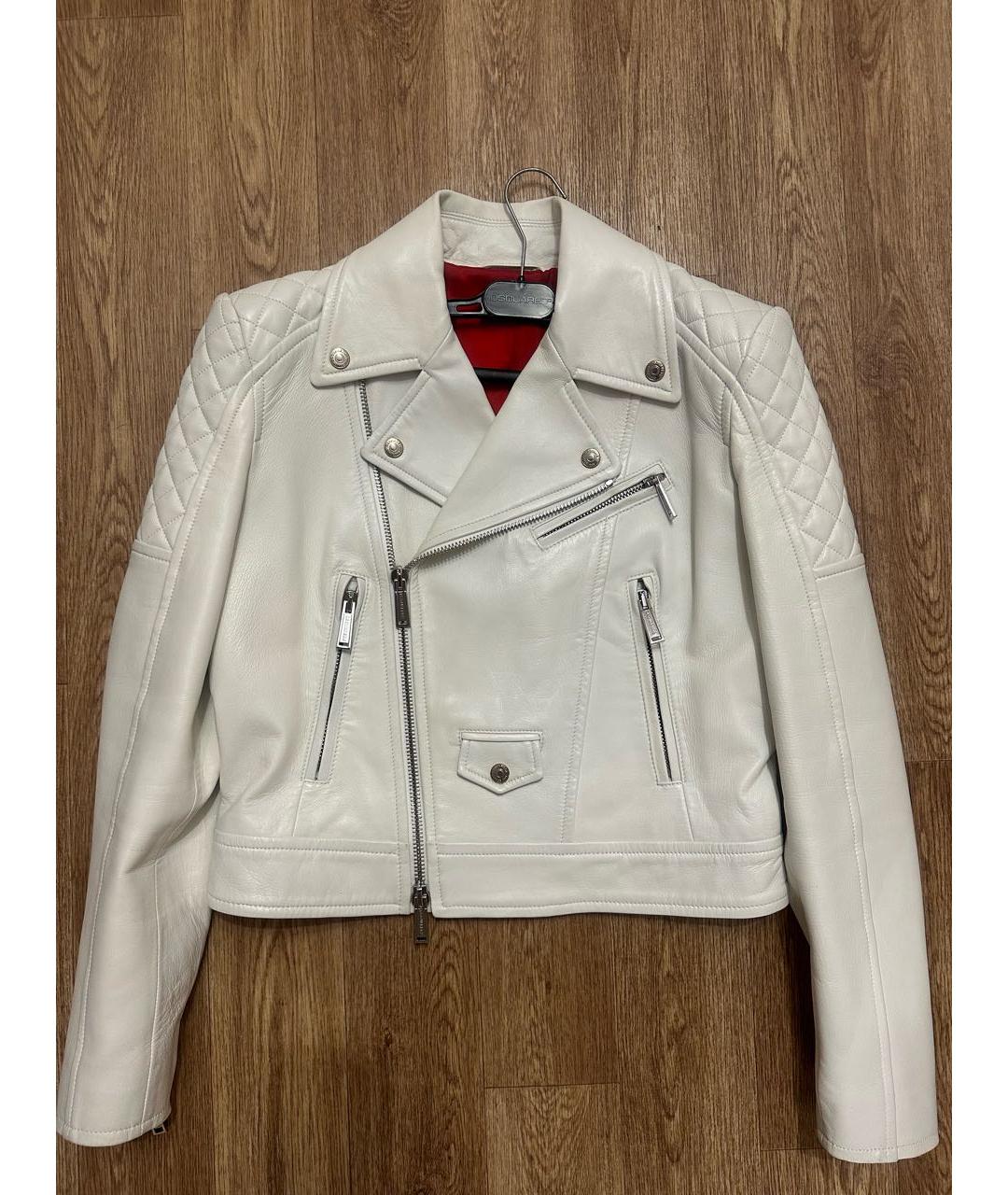 DSQUARED2 Белая кожаная куртка, фото 6