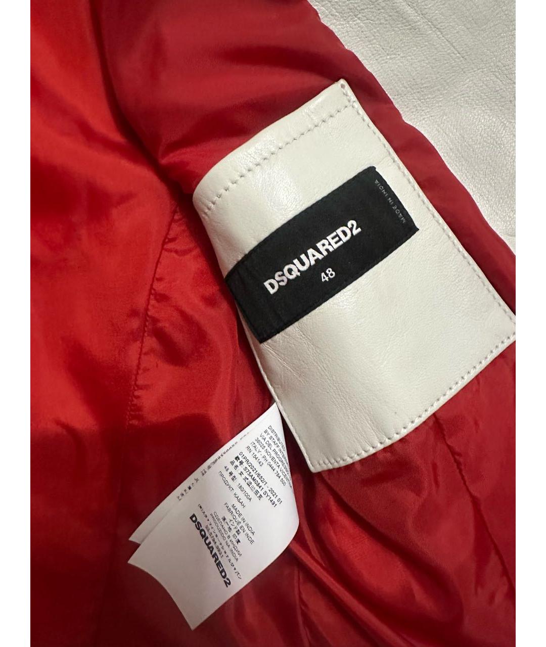 DSQUARED2 Белая кожаная куртка, фото 3