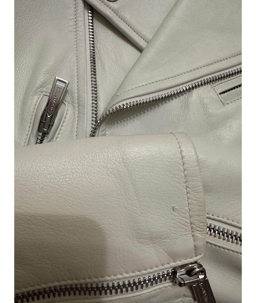 DSQUARED2 Белая кожаная куртка, фото 5